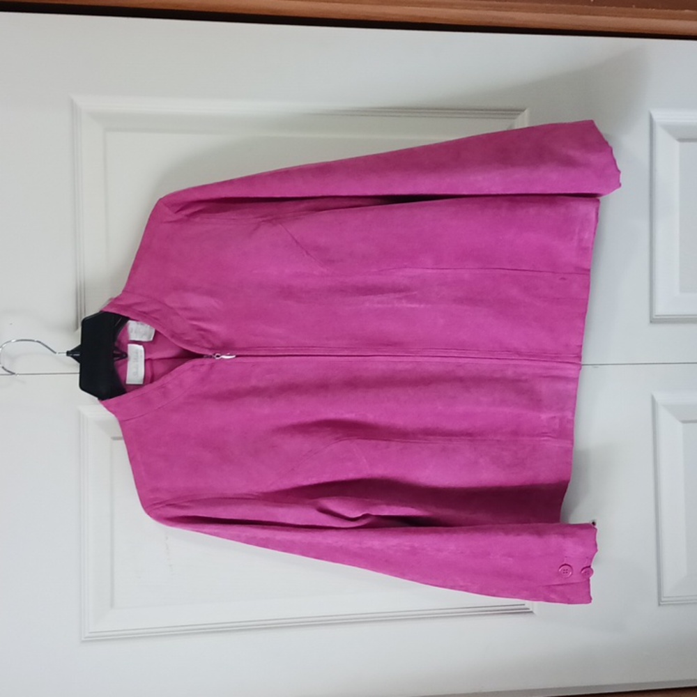Studio Works Faux Suede Zip-Front Jacket - Pink - 14P
